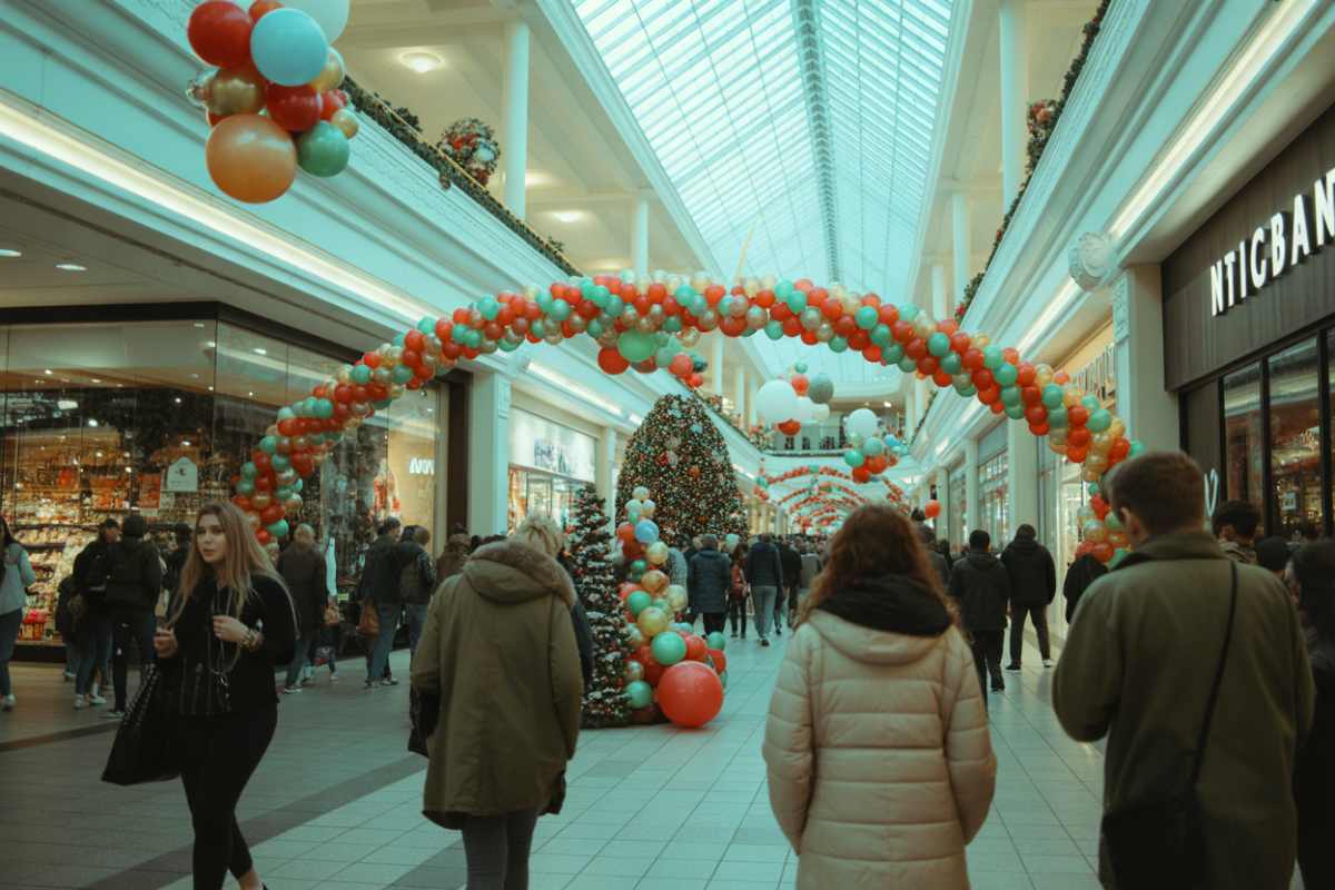 Dekoracje balonowe świąteczne dla galerii handlowych